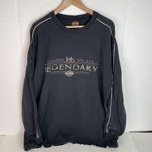 Vintage Harley Davidson Long Sleeve Shirt 2XL, Black, Graphic, Logo